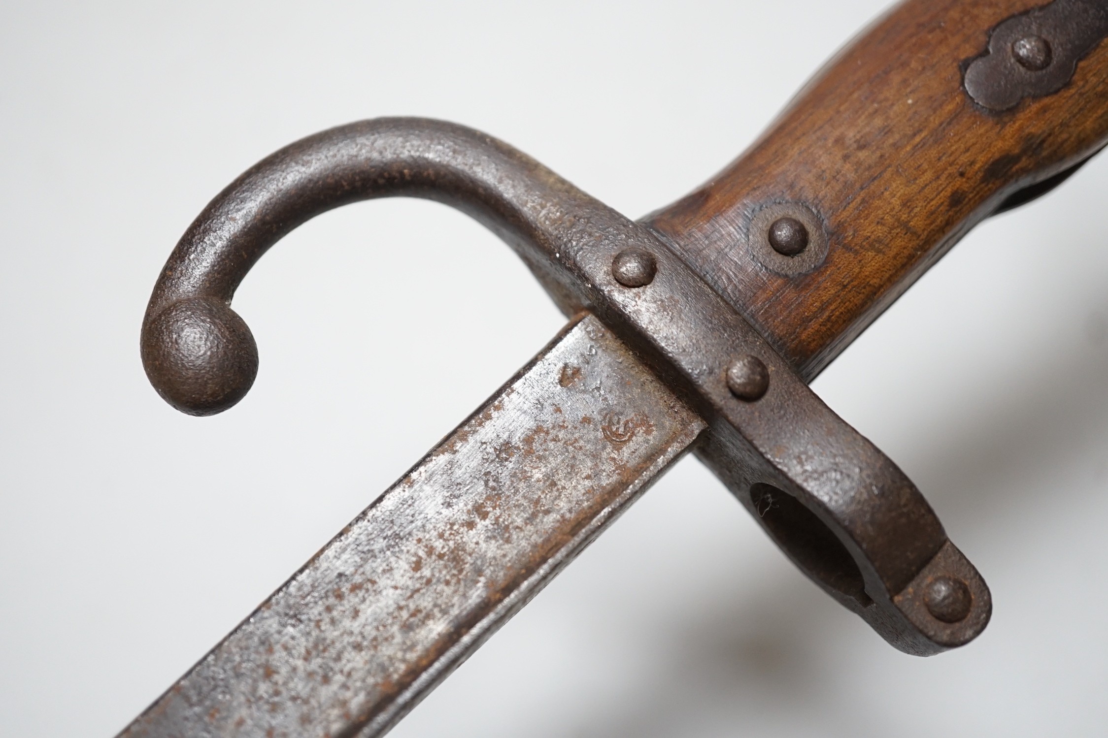 A 19th century French bayonet, dated 1878, 64cms long